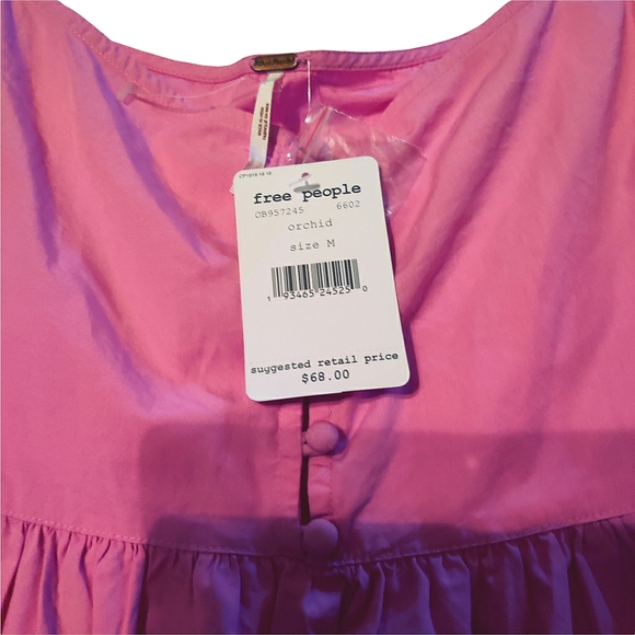 Free People Veronica Poplin Sweetheart Peplum Babydoll Puff Sleeve Blouse - Picture 13 of 15